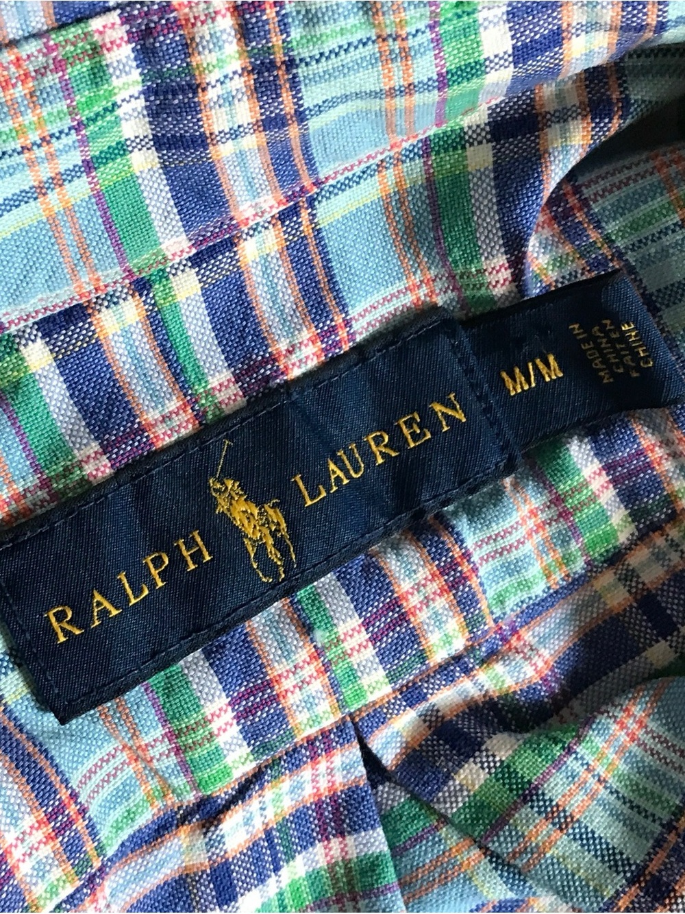Ralph Lauren Men’s Blue and Green Plaid Button-Down Shirt - Picture 4 of 4